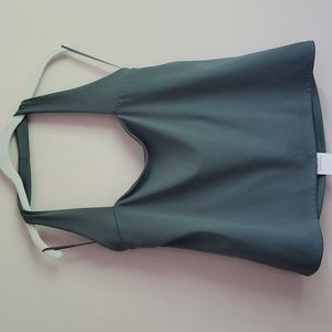 EXPRESS Body Contour Halter Top Square Neckline Crop Top Sage Green XL, NWT